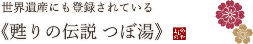 世界遺産にも登録されている《甦りの伝説 つぼ湯》